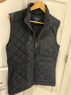 Joules Navy Blue Diamond Quilted Vest Fleece Lined Gilet Pockets Size Small